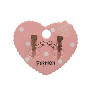 Heart Key Stud Earrings Yellow Gold Tone Posts Women Dainty Fashion Jewelry